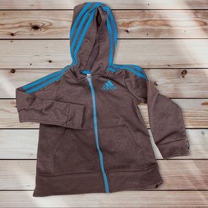 ADIDAS 7 EUC Jacket w/Hood Heathered Blue+Turquoise Zipper/Stripes